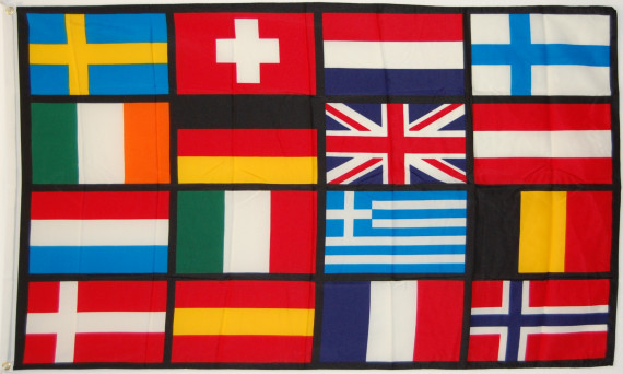 Bild von Europa - Flagge mit 16 Mitgliedsstaaten-Fahne Europa - Flagge mit 16 Mitgliedsstaaten-Flagge im Fahnenshop bestellen