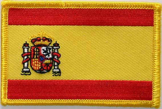 Bild von Aufnäher Flagge Spanien mit Wappen-Fahne Aufnäher Flagge Spanien mit Wappen-Flagge im Fahnenshop bestellen