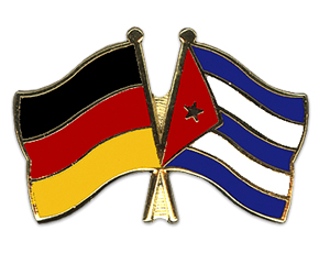 Schlüsselanhänger Flagge Fahne Kuba-Deutschland Alu 40 x 57 mm