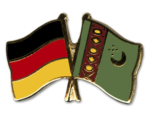 Bild von Freundschafts-Pin  Deutschland - Turkmenistan-Fahne Freundschafts-Pin  Deutschland - Turkmenistan-Flagge im Fahnenshop bestellen