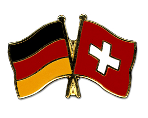 Bild von Freundschafts-Pin  Deutschland - Schweiz-Fahne Freundschafts-Pin  Deutschland - Schweiz-Flagge im Fahnenshop bestellen