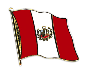 Bild von Flaggen-Pin Peru mit Wappen-Fahne Flaggen-Pin Peru mit Wappen-Flagge im Fahnenshop bestellen