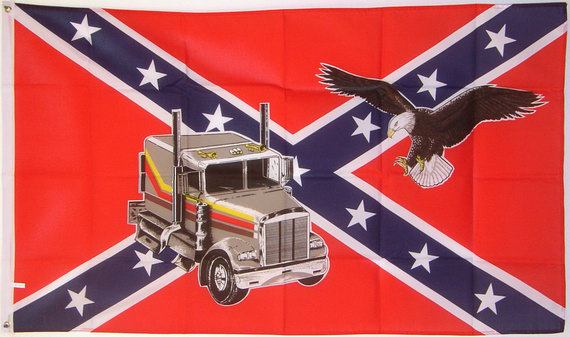 Bild von Flagge Südstaaten mit Truck und Adler-Fahne Flagge Südstaaten mit Truck und Adler-Flagge im Fahnenshop bestellen
