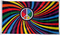 Friedensfahne Bunte Spirale mit PEACE-Zeichen
 (150 x 90 cm)