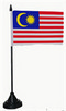 Tisch-Flagge Malaysia 15x10cm
 mit Kunststoffständer Flagge Flaggen Fahne Fahnen kaufen bestellen Shop
