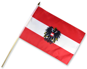 Stockflagge Österreich mit Adler
(45 x 30 cm) Bild von Stockflagge Österreich mit Adler (45 x 30 cm)-Fahne Stockflagge Österreich mit Adler (45 x 30 cm)-Flagge im Fahnenshop bestellen